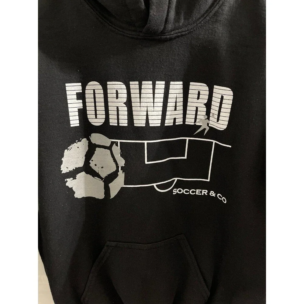 Gildan “Forward Soccer & Co” Sweatshirt Hoodie Black Size L Youth